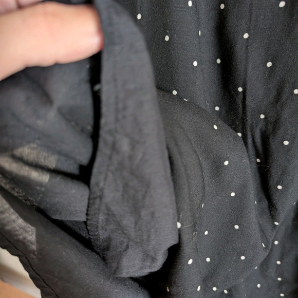 Blue Rain Black Polka Dot Dress Womens Sz Large Front Tie Vneck Cottagecore - Picture 6 of 9